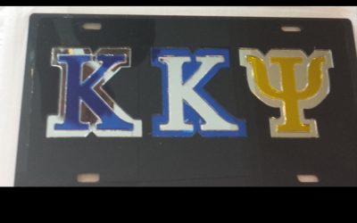 Kappa Kappa Psi Black Mirror Front License Plate Outlined