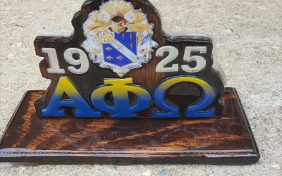 Alpha Phi Omega Desk Plaque With Date and Crest